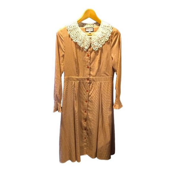 Vintage BOHO Cottagecore Long Sleeve Fit& Flare button down Gingham Shirt Dress - Picture 4 of 16